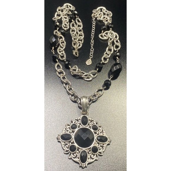 Studio Barse 925 And Faceted Jet Black Onyx Necklace Two Strand Designer - Picture 6 of 8